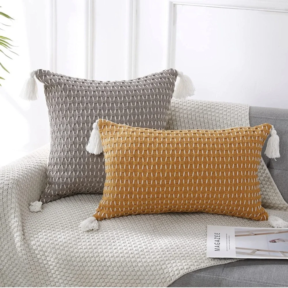Luxury Home | Boho Mustard Yellow & Ivory Moroccan Lumbar Throw Pillow Cover
